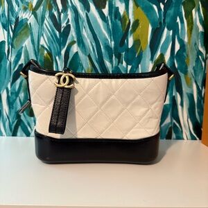 Chanel Gabrielle Small Black and White Quilted Women's Bag